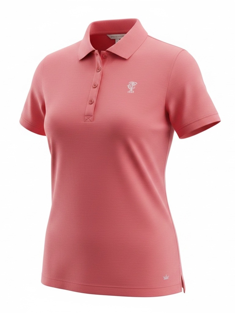 woman’s golf polo pink Peter Millar short sleeve collar Drifit summer 90s style